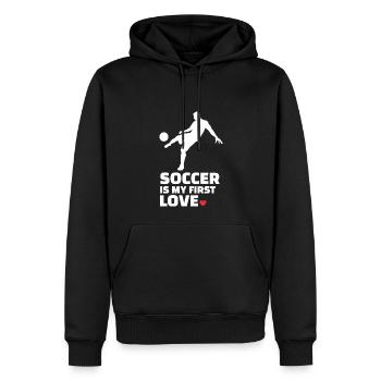 Ich Liebe Fußball Stilvolles - Männer Premium Bio Hoodie - Schwarz - Vorne - Nico (187cm)