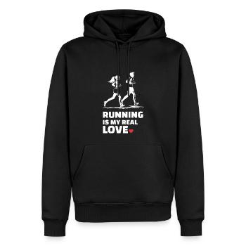 J’adore la course - Sweat à capuche Premium bio Homme - noir - Devant - Nico (187cm)