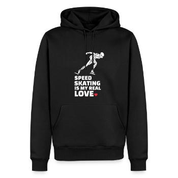 J’adore le patinage de vitesse - Sweat à capuche Premium bio Homme - noir - Devant - Nico (187cm)
