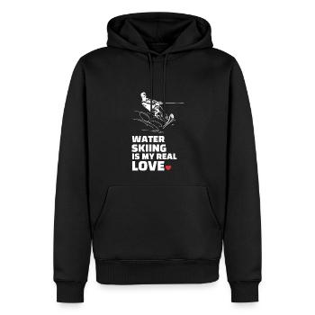 J’adore le ski nautique - Sweat à capuche Premium bio Homme - noir - Devant - Nico (187cm)