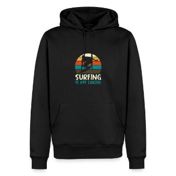 Surfen Strand Surfer Surf Sommer Ozean Wellen Lieb - Männer Premium Bio Hoodie - Schwarz - Vorne - Nico (187cm)