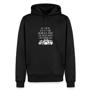 Routier Humour Poids Lourds Camionneur Conducteur - Sweat à capuche Premium bio Homme - noir - Devant - Nico (187cm)