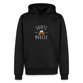 soirée mousse - Sweat à capuche Premium bio Homme - noir - Devant - Nico (187cm)