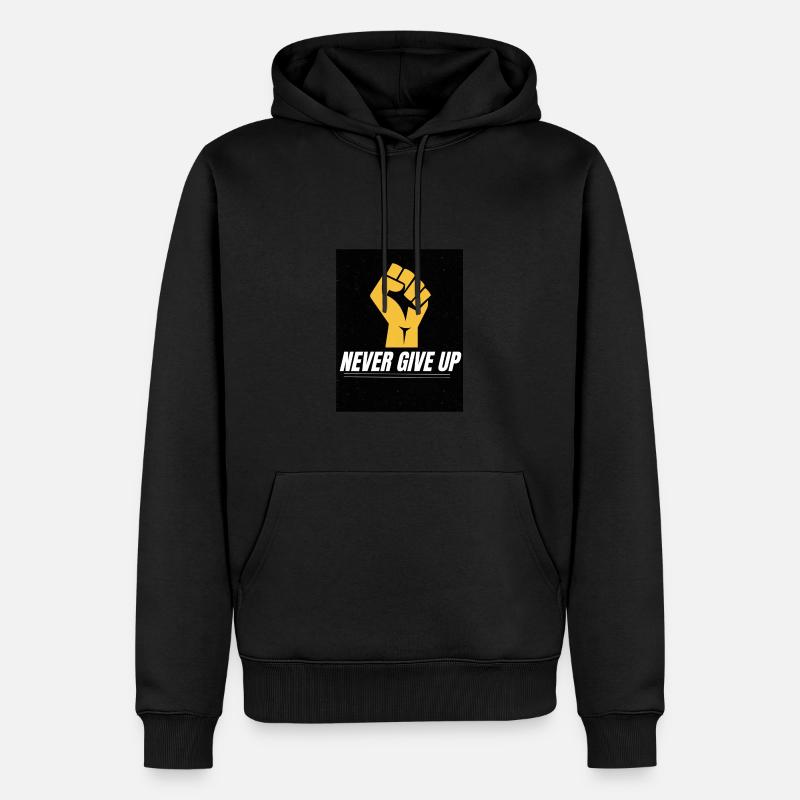 Never Give Up - Männer Premium Bio Hoodie - Schwarz