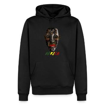 Masque africain - Sweat à capuche Premium bio Homme - noir - Devant - Nico (187cm)