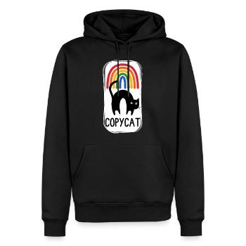 Regenbogen-Katze! - Männer Premium Bio Hoodie - Schwarz - Vorne - Nico (187cm)