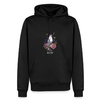 La Corneille Blanche V2 - Sweat à capuche Premium bio Homme - noir - Devant - Nico (187cm)