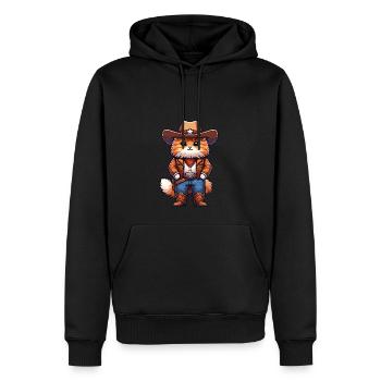 Cowboy-Katze - Männer Premium Bio Hoodie - Schwarz - Vorne - Nico (187cm)