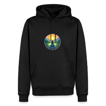 Meditation - Männer Premium Bio Hoodie - Schwarz - Vorne - Nico (187cm)