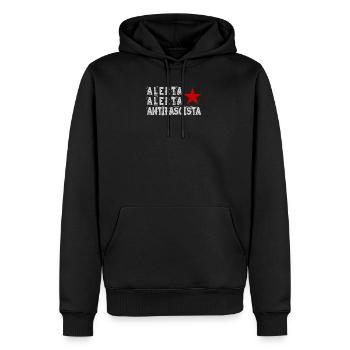 Antifa anti-révolte alerta alerta antifascistes vont! - Sweat à capuche Premium bio Homme - noir - Devant - Nico (187cm)