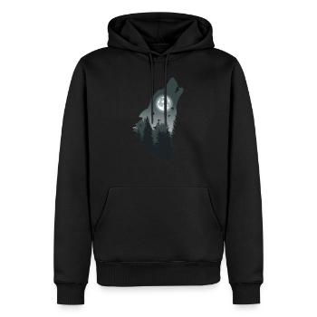 loup - foret - Sweat à capuche Premium bio Homme - noir - Devant - Nico (187cm)
