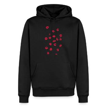 Küsse - Männer Premium Bio Hoodie - Schwarz - Vorne - Nico (187cm)