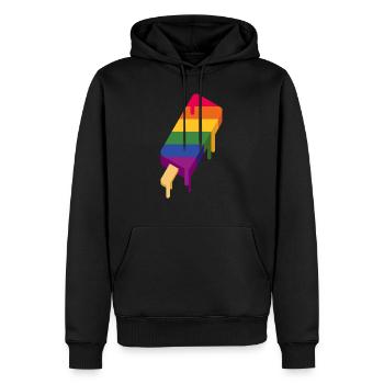 SLURP COLLECTION : LA GLACE DE STYLE - DRAPEAU ARC-EN-CIEL - Sweat à capuche Premium bio Homme - noir - Devant - Nico (187cm)