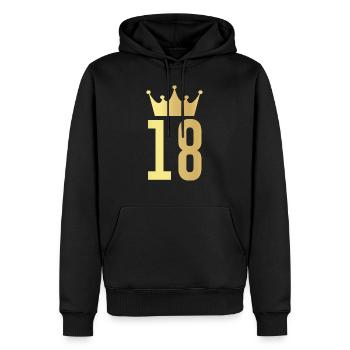 Cadeau du 18e anniversaire Couronne d’or Dix-huit - Sweat à capuche Premium bio Homme - noir - Devant - Nico (187cm)