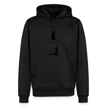 inspire atmet Yoga Humor aus - Männer Premium Bio Hoodie - Schwarz - Vorne - Nico (187cm)