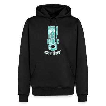 Knock Knock Whos There V8 Engine - Men’s Premium Organic Hoodie - black - Front - Nico (187cm)
