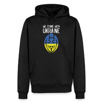 We Stand With Ukraine Anonymous - Men’s Premium Organic Hoodie - black - Front - Nico (187cm)