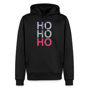 HO HO HO - Sweat à capuche Premium bio Homme - noir - Devant - Nico (187cm)