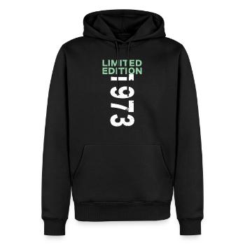 Édition limitée 1973 - Sweat à capuche Premium bio Homme - noir - Devant - Nico (187cm)