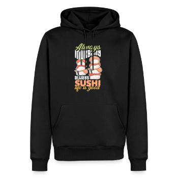 Mukbang et Sushi - Sweat à capuche Premium bio Homme - noir - Devant - Nico (187cm)