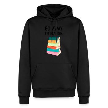Go Away I'm Reading - Book Lover Love - Men’s Premium Organic Hoodie - black - Front - Nico (187cm)