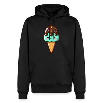 Glace chocolat pistache mignonne - Sweat à capuche Premium bio Homme - noir - Devant - Nico (187cm)