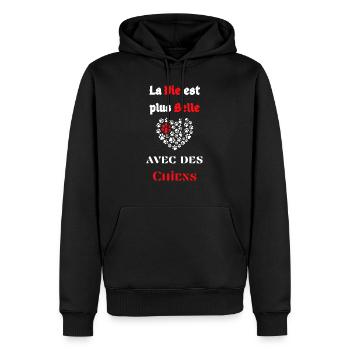 La vie est plus belle avec des chiens - Sweat à capuche Premium bio Homme - noir - Devant - Nico (187cm)
