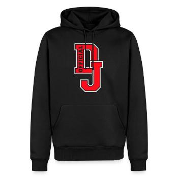 Officiel DJ Music Party Célébration Texte Logo Lettrage - Sweat à capuche Premium bio Homme - noir - Devant - Nico (187cm)