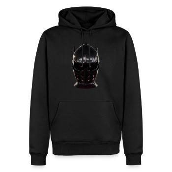 Cyber Warrior Helm - Männer Premium Bio Hoodie - Schwarz - Vorne - Nico (187cm)