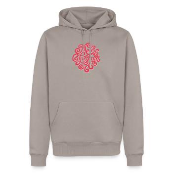 Merry Christmas / Frohe Weihnachten Winter Spruch - Männer Premium Bio Hoodie - Taupe - Vorne - Nico (187cm)