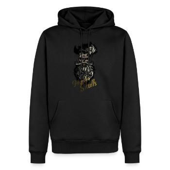 tete de mort hipster crane barbu moustache skull b - Sweat à capuche Premium bio Homme - noir - Devant - Nico (187cm)