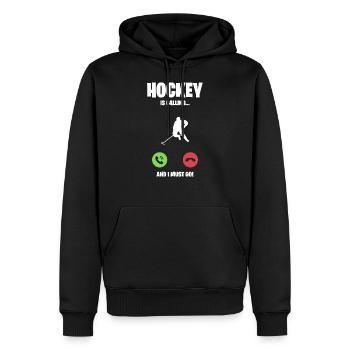 J’ai besoin d’un cadeau de hockey - Sweat à capuche Premium bio Homme - noir - Devant - Nico (187cm)