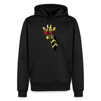 Girafe aux lunettes de soleil - Sweat à capuche Premium bio Homme - noir - Devant - Nico (187cm)