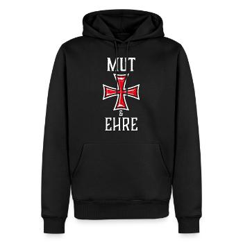 29 Mut und Ehre Templer Kreuz Ritter - Männer Premium Bio Hoodie - Schwarz - Vorne - Nico (187cm)