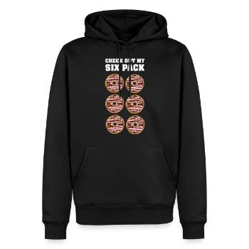 Funny Workout | Check Out My Six Pack | Donuts - Männer Premium Bio Hoodie - Schwarz - Vorne - Nico (187cm)