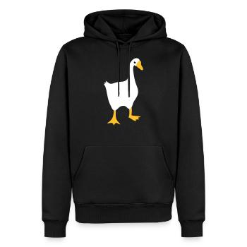 Oie blanche très en colère - Sweat à capuche Premium bio Homme - noir - Devant - Nico (187cm)