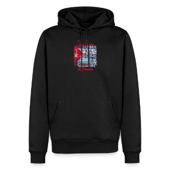 Salsa Cubana en France - Vêtements de danse Salsa - Sweat à capuche Premium bio Homme - noir - Devant - Nico (187cm)
