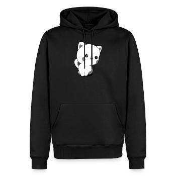 Chaton chibi kawaii - Sweat à capuche Premium bio Homme - noir - Devant - Nico (187cm)
