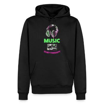 la musique est ma thérapie - Sweat à capuche Premium bio Homme - noir - Devant - Nico (187cm)