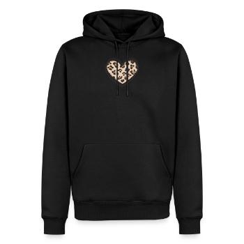 Leopard Print Valentines Coeur - Sweat à capuche Premium bio Homme - noir - Devant - Nico (187cm)