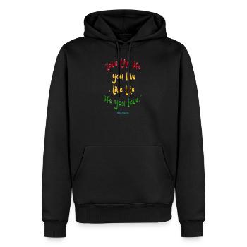 aimer la vie - Sweat à capuche Premium bio Homme - noir - Devant - Nico (187cm)