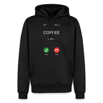 Cadeau de café amusant - Coffee is Calling - Sweat à capuche Premium bio Homme - noir - Devant - Nico (187cm)