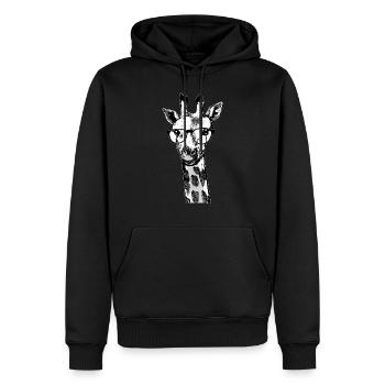 Lustige Giraffe mit Brille Portrait Afrika, Safari - Männer Premium Bio Hoodie - Schwarz - Vorne - Nico (187cm)