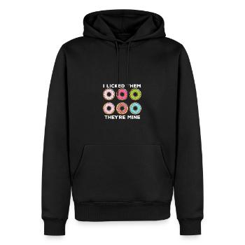 Donuts, ich habe sie geleckt, sie sind meine, ziti - Männer Premium Bio Hoodie - Schwarz - Vorne - Nico (187cm)