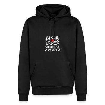 Hello Alphabet back to school before K Kindergä - Men’s Premium Organic Hoodie - black - Front - Nico (187cm)