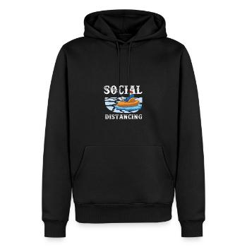 Drôle de citation super poisson mouche vintage - Sweat à capuche Premium bio Homme - noir - Devant - Nico (187cm)