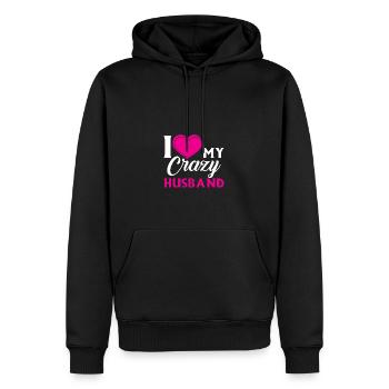 I love my crazy husband, marrying the couple. - Men’s Premium Organic Hoodie - black - Front - Nico (187cm)