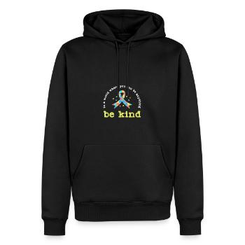 Lustiges Zitat Güte Ribbon Herz Autismus - Männer Premium Bio Hoodie - Schwarz - Vorne - Nico (187cm)