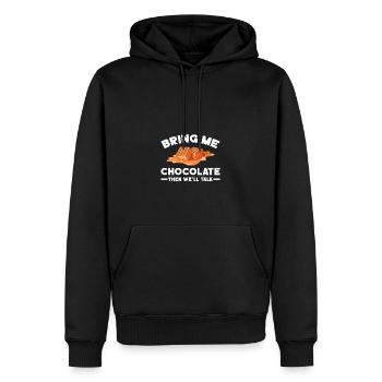 Apportez-moi du chocolat, puis nous parlerons - Sweat à capuche Premium bio Homme - noir - Devant - Nico (187cm)