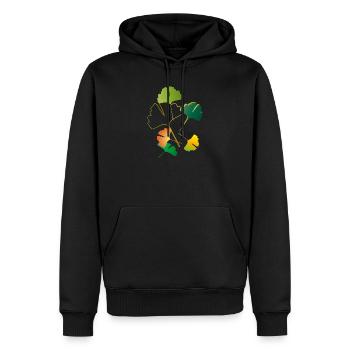 herbstliche Ginkgo Blätter teilweise nur Outlines - Männer Premium Bio Hoodie - Schwarz - Vorne - Nico (187cm)